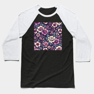 Pink Floral Pattern Baseball T-Shirt